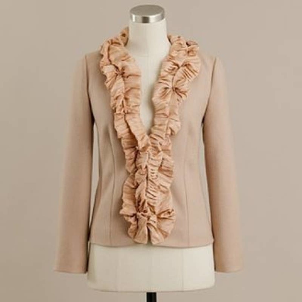 J. Crew Women's Dusty Blossom Chimera Wool Jacket Silk Ruffle Front Blazer Sz 6